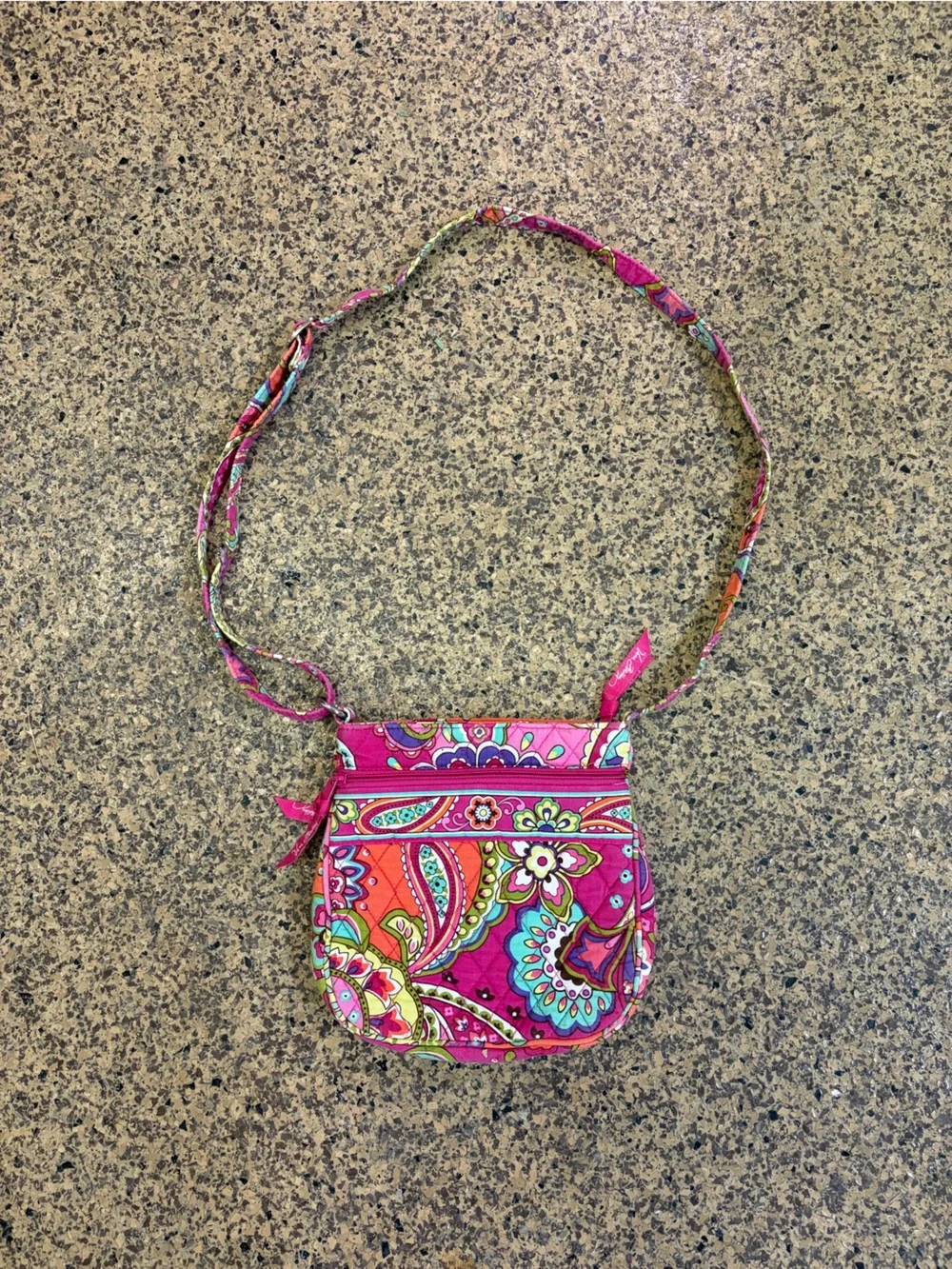 Vera Bradley Hot Pink Paisley Quilted Crossbody Bag